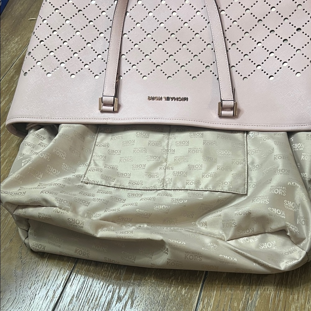 Michael Kors Blush Pink Perforated Tote - Picture 4 of 12